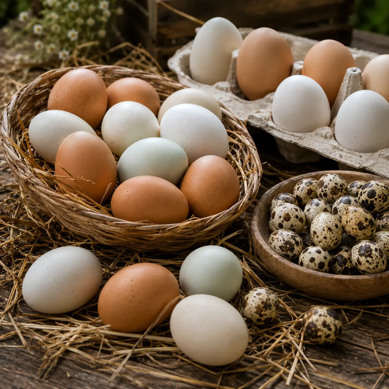 Farm fresh chicken duck and quail eggs from Inner Peace and Happiness Ranch