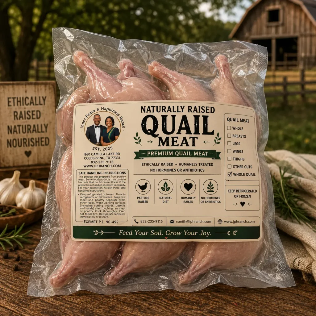 naturally raised quail meat inner peace happiness ranch coldspring texas