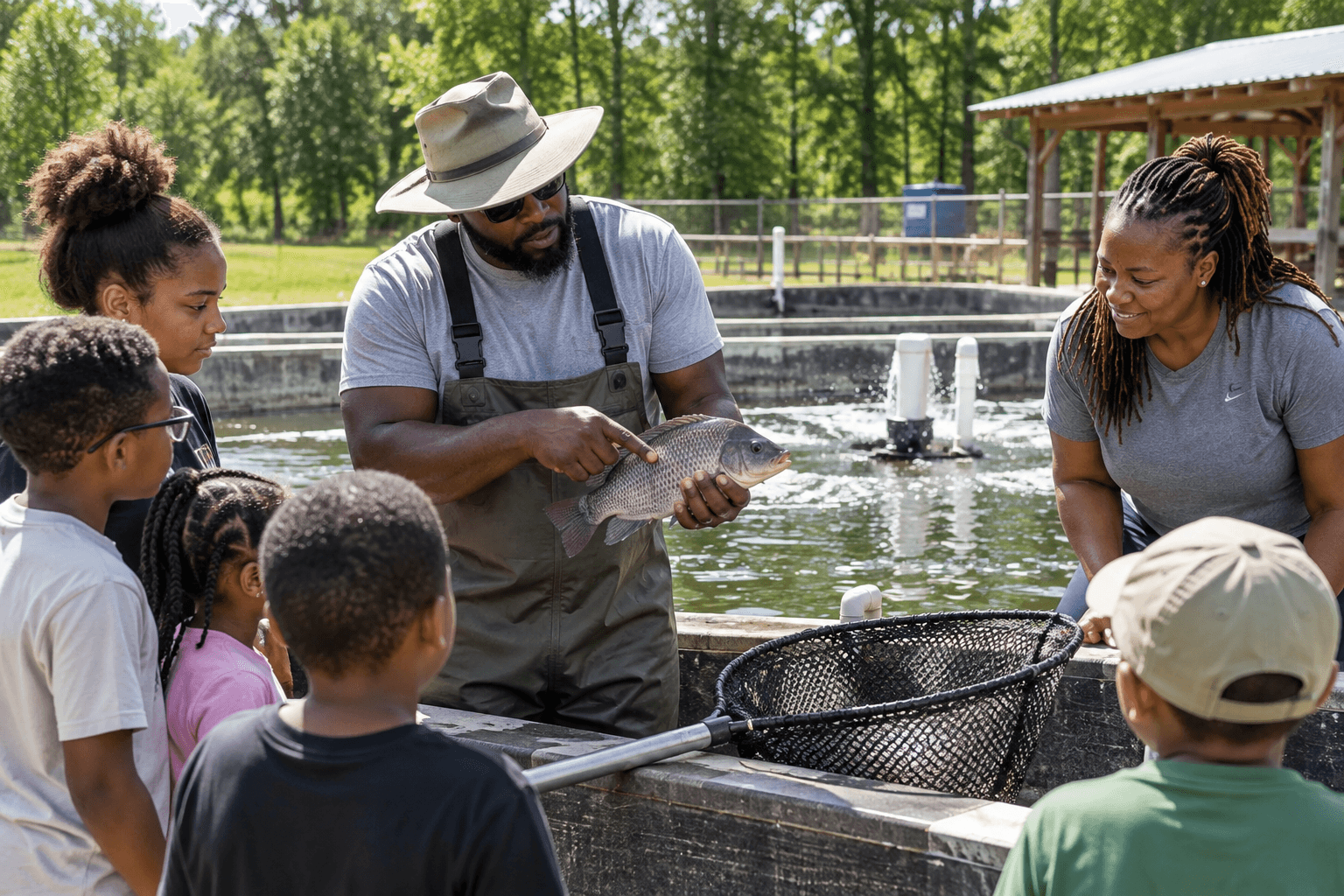 Aquaculture education experience at 2 Fish & 5 Loaves Fish Farm