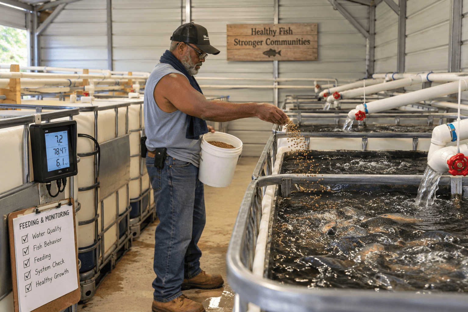 Fresh Tilapia raised at the fish farm