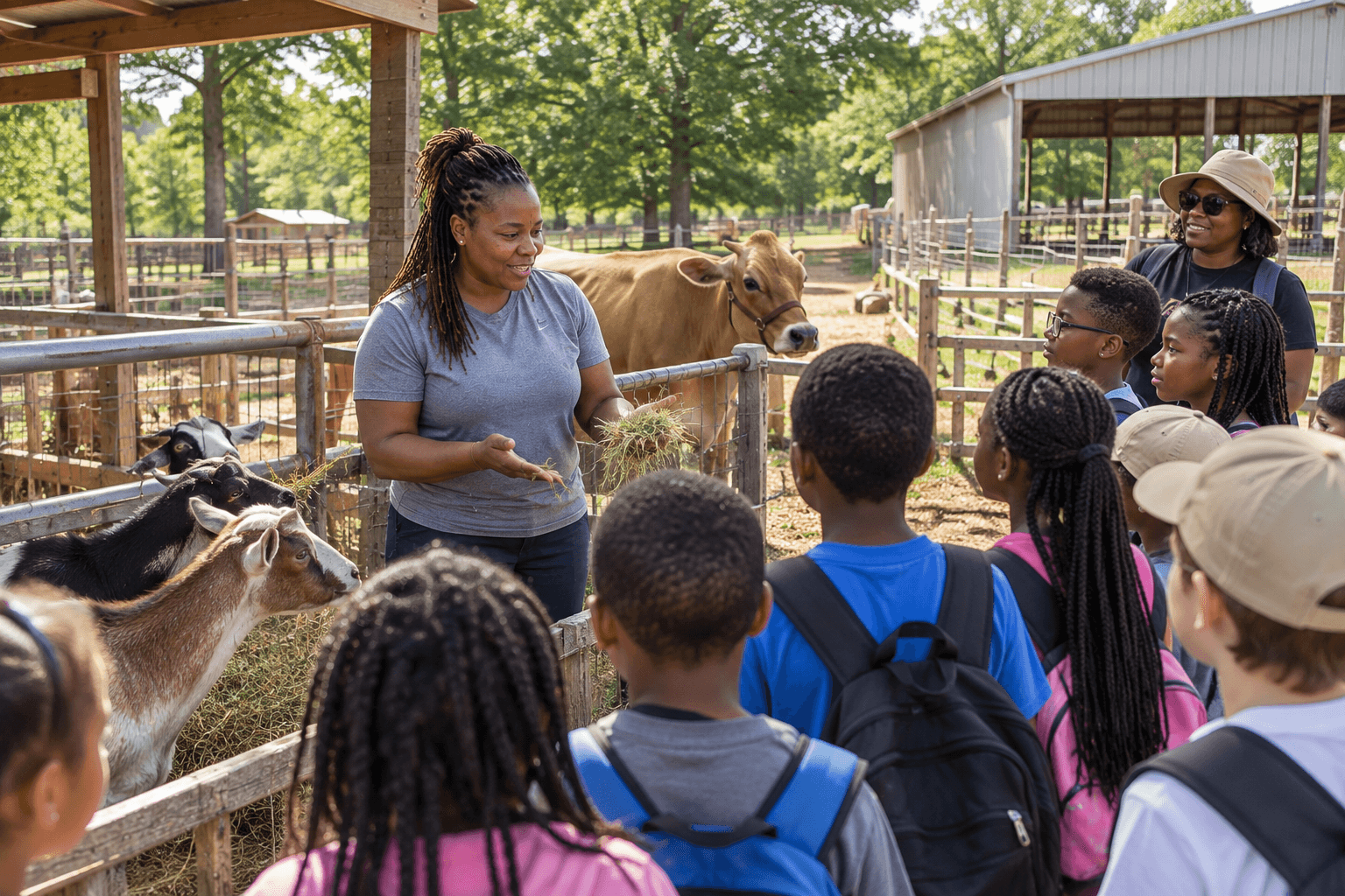 School groups learning at 2 Fish & 5 Loaves Fish Farm